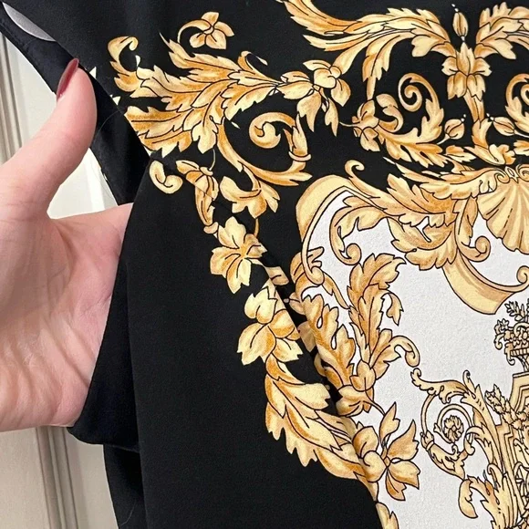 London Times Black & Gold Polyester Dress Women’s Size 14 - Picture 2 of 15